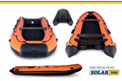Лодка надувная моторная Солар 500 Jet tunnel оранжевый, синий
