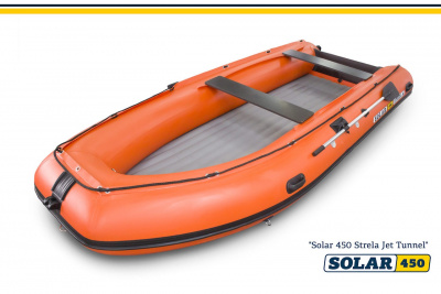 Лодка надувная моторная Солар 450 Strela Jet tunnel оранжевый