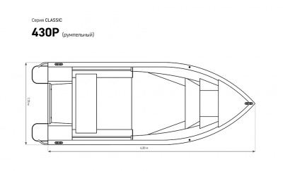 Моторная лодка Салют Classic 430 (Румпельный)